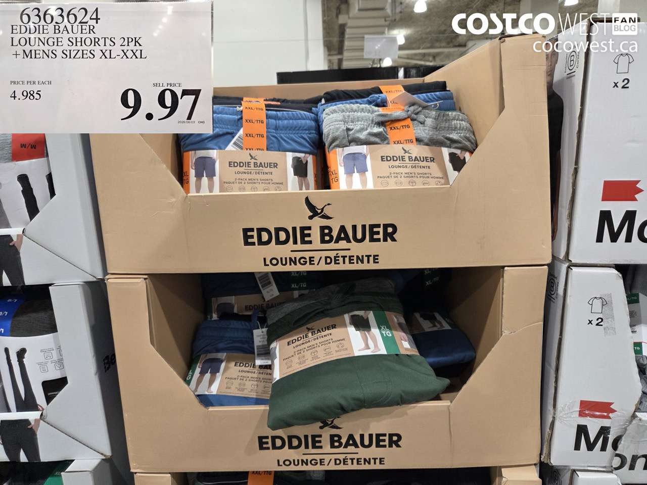 6363624 EDDIE BAUER LOUNGE SHORTS 2PK +MENS SIZES XL-XXL $9.97