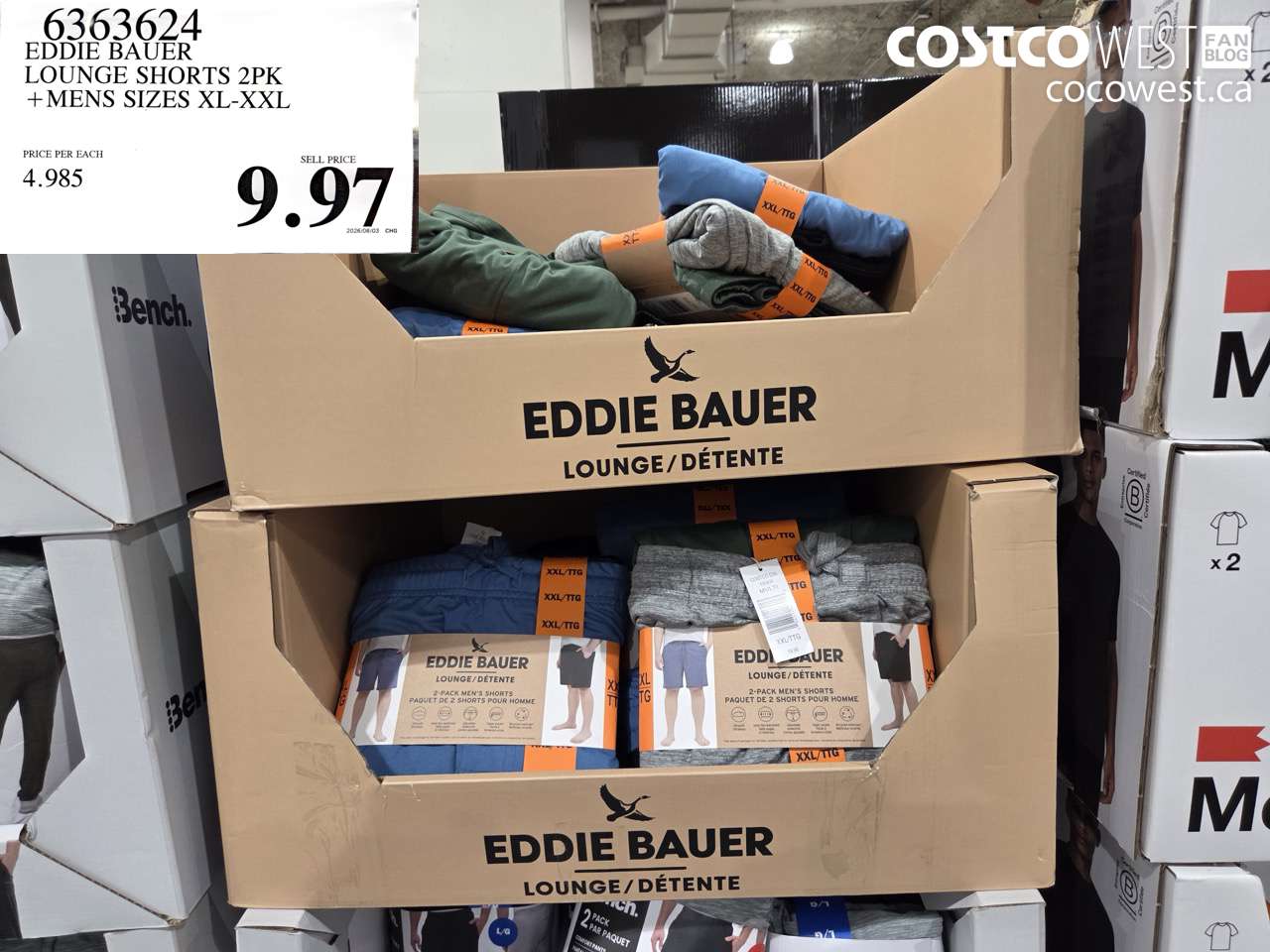 6363624 EDDIE BAUER LOUNGE SHORTS 2PK + MENS SIZES XL-XXL $9.97