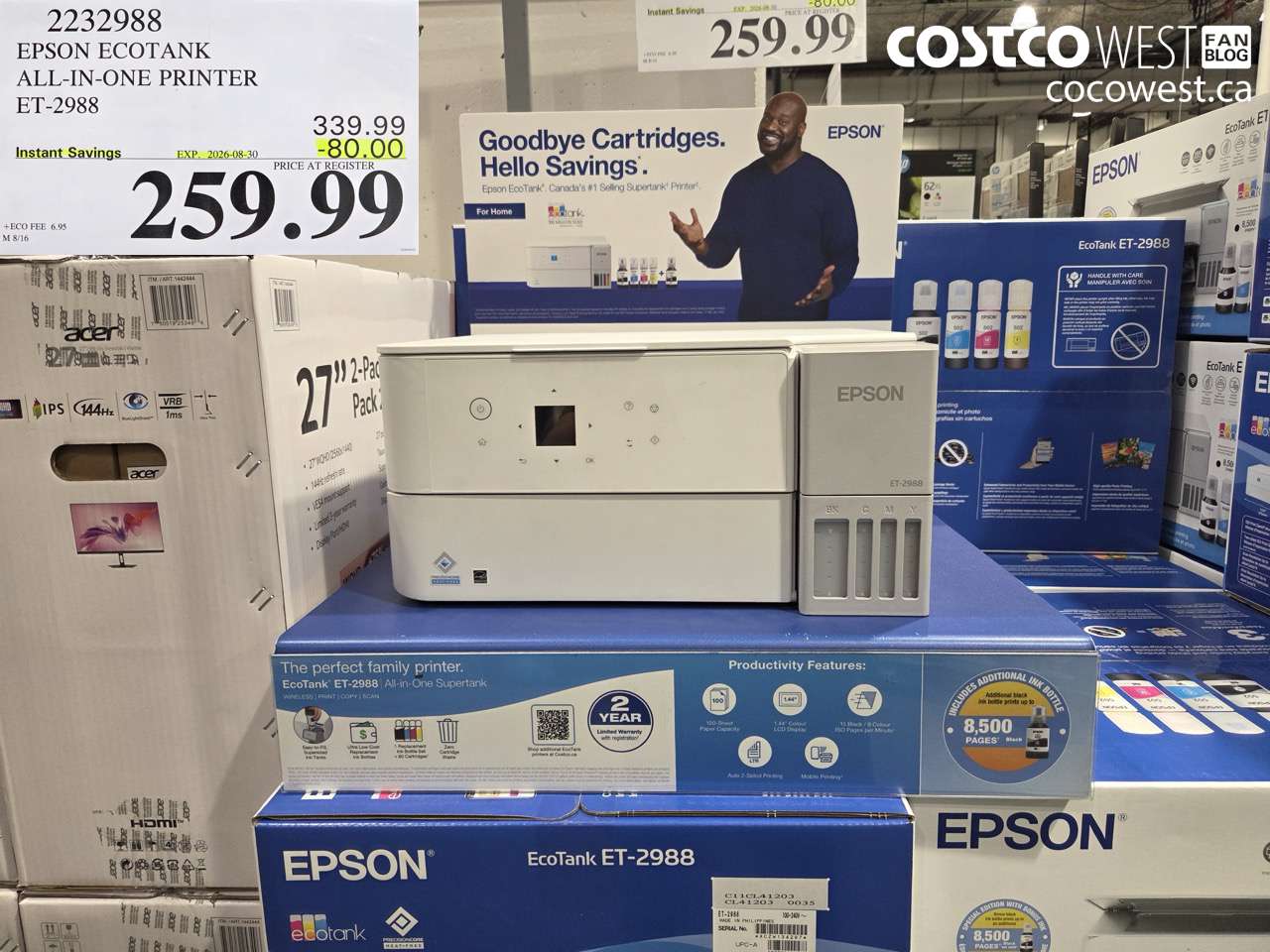2232988 EPSON ECOTANK ALL-IN-ONE PRINTER ET-2988 ($80.00 INSTANT SAVINGS EXPIRES ON 2026-08-30) $259.99