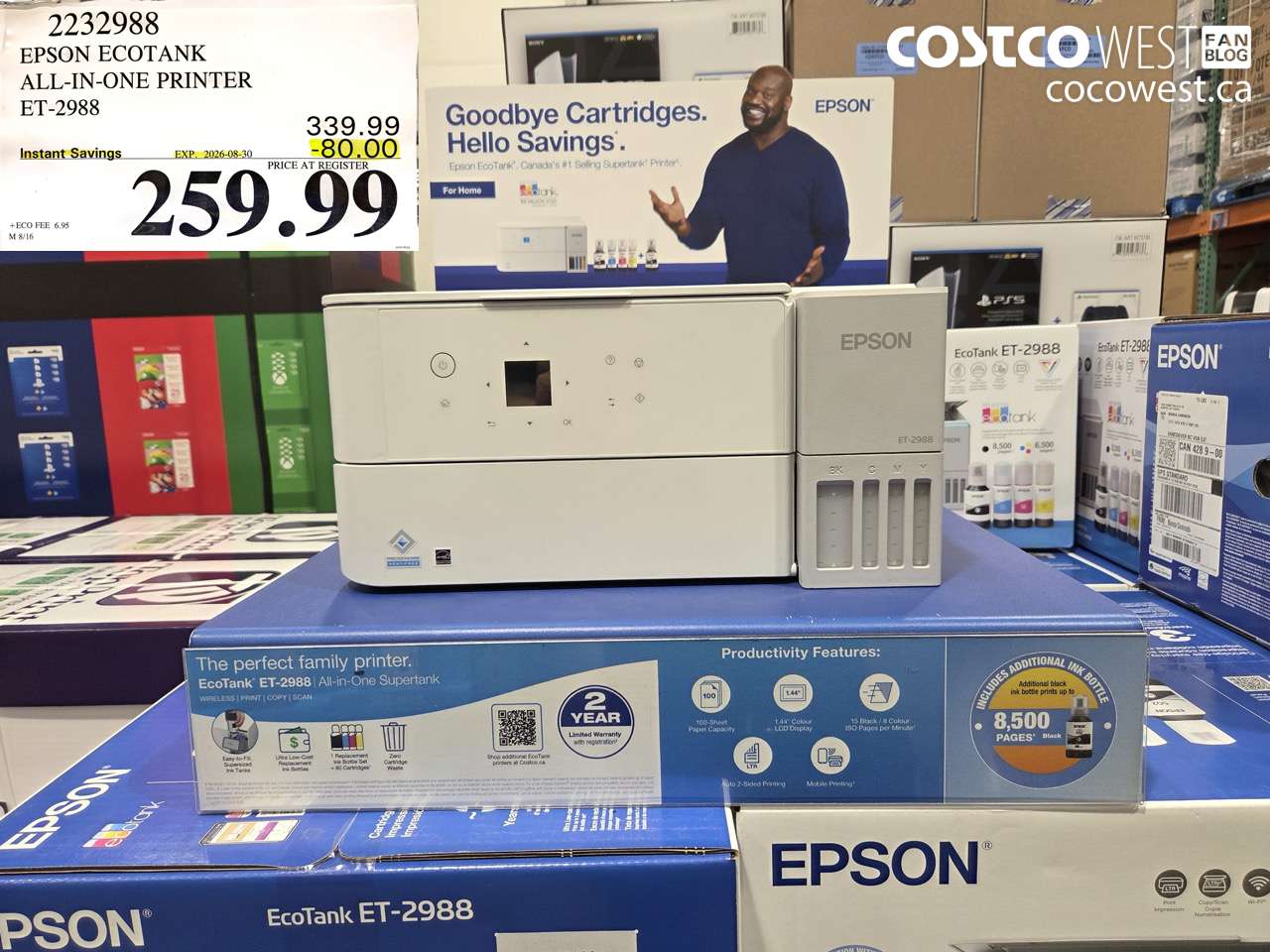 2232988 EPSON ECOTANK ALL-IN-ONE PRINTER ET-2988 ($80.00 INSTANT SAVINGS EXPIRES ON 2026-08-30) $259.99