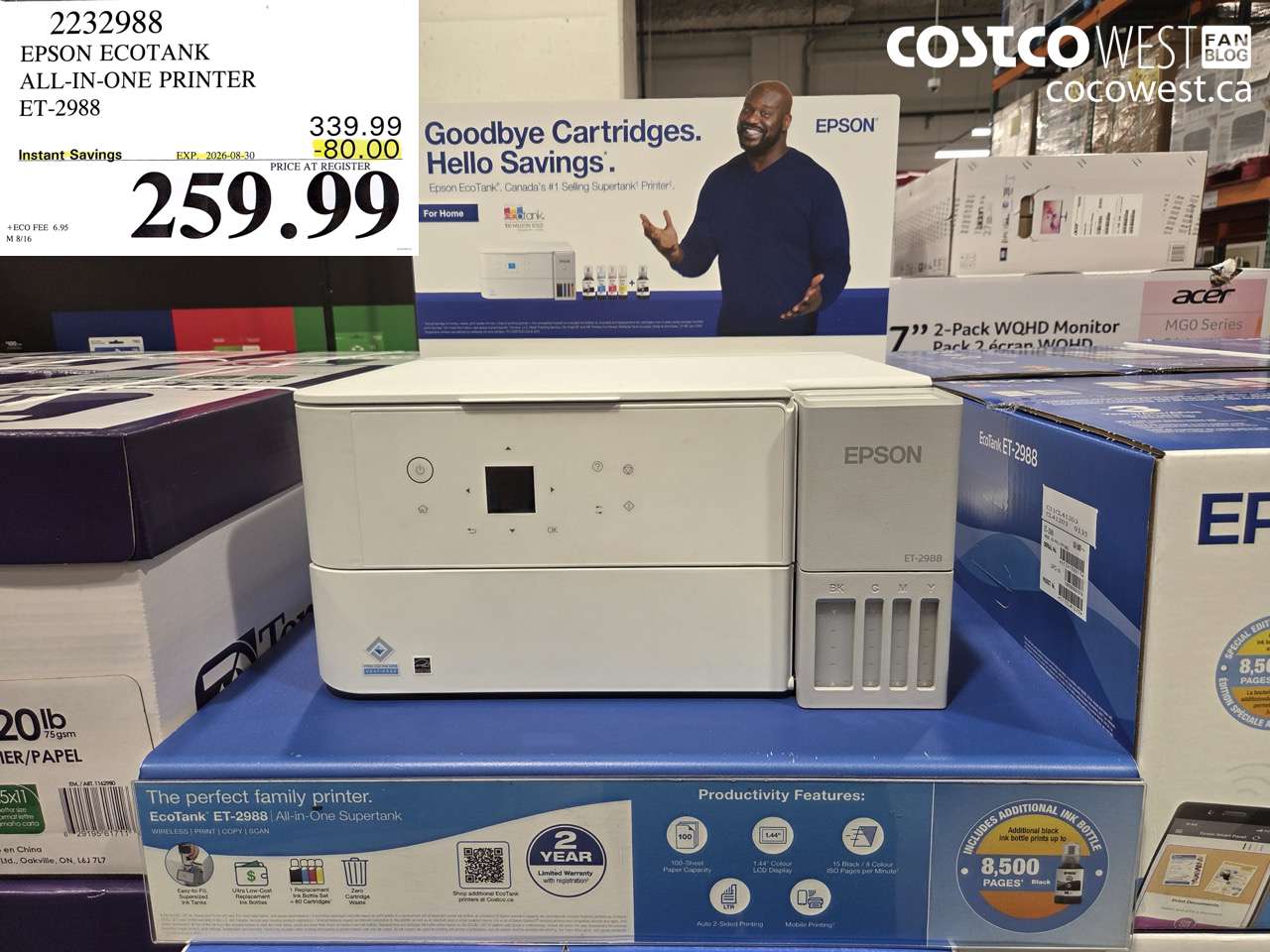 2232988 EPSON ECOTANK ALL-IN-ONE PRINTER ET-2988 ($80.00 INSTANT SAVINGS EXPIRES ON 2026-08-30) $259.99