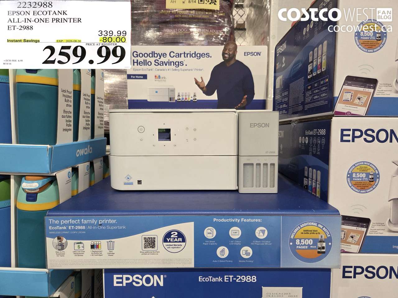 2232988 EPSON ECOTANK ALL-IN-ONE PRINTER ET-2988 ($80.00 INSTANT SAVINGS EXPIRES ON 2026-08-30) $259.99