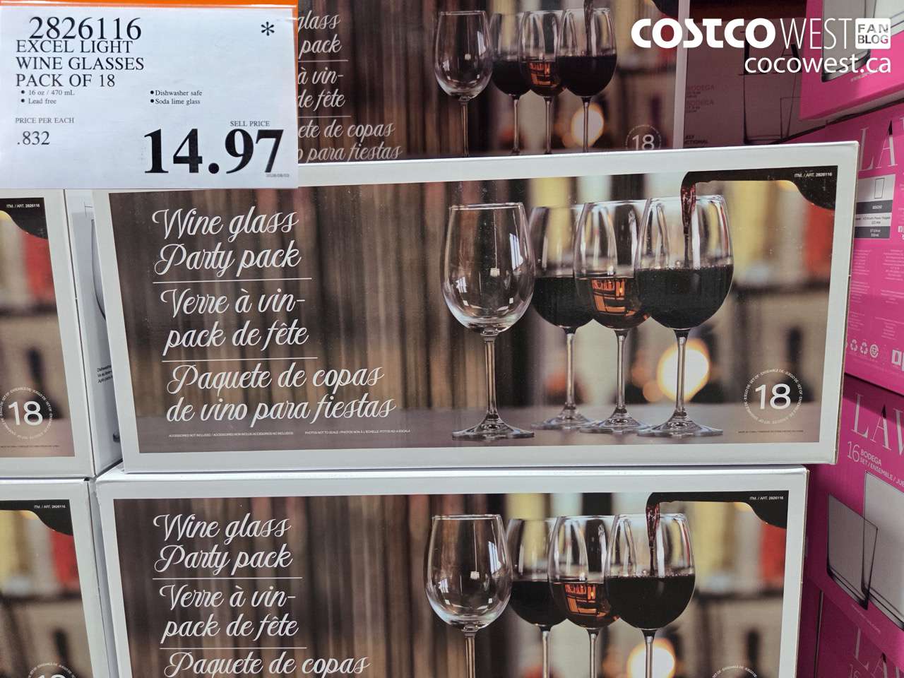 2826116 EXCEL LIGHT WINE GLASSES PACK OF 18 $14.97