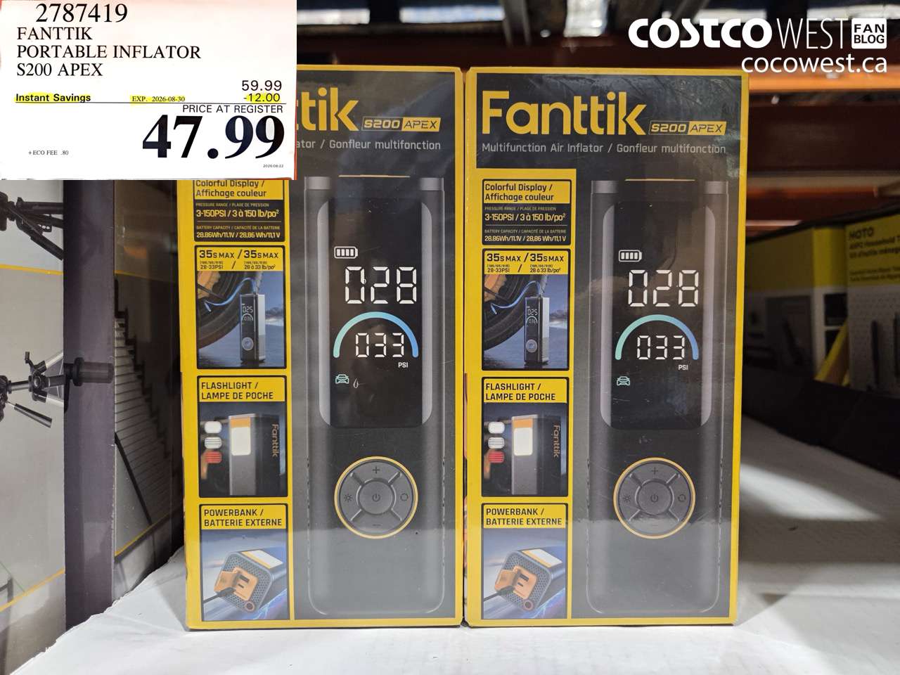 2787419 FANTTIK PORTABLE INFLATOR S200 APEX ($12.00 INSTANT SAVINGS EXPIRES ON 2026-08-30) $47.99
