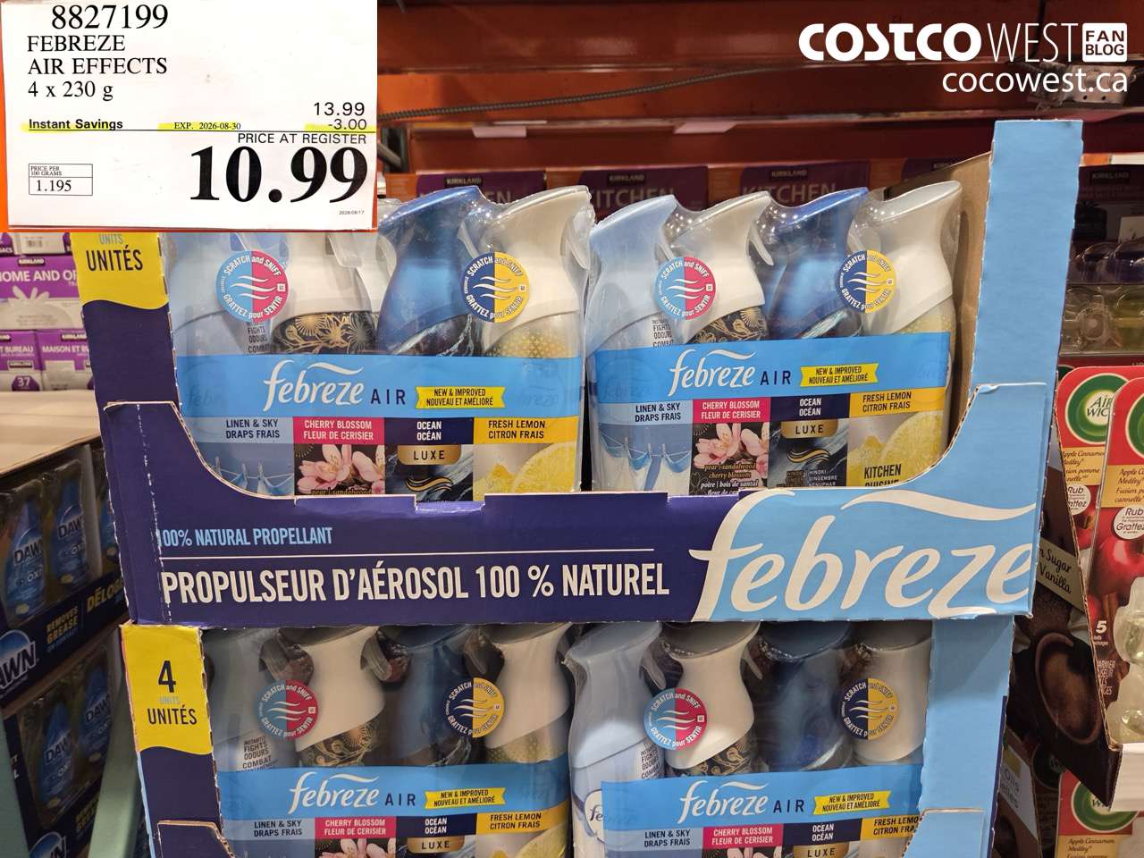 8827199 FEBREZE AIR EFFECTS 4 X 230 G ($3.00 INSTANT SAVINGS EXPIRES ON 2026-08-30) $10.99