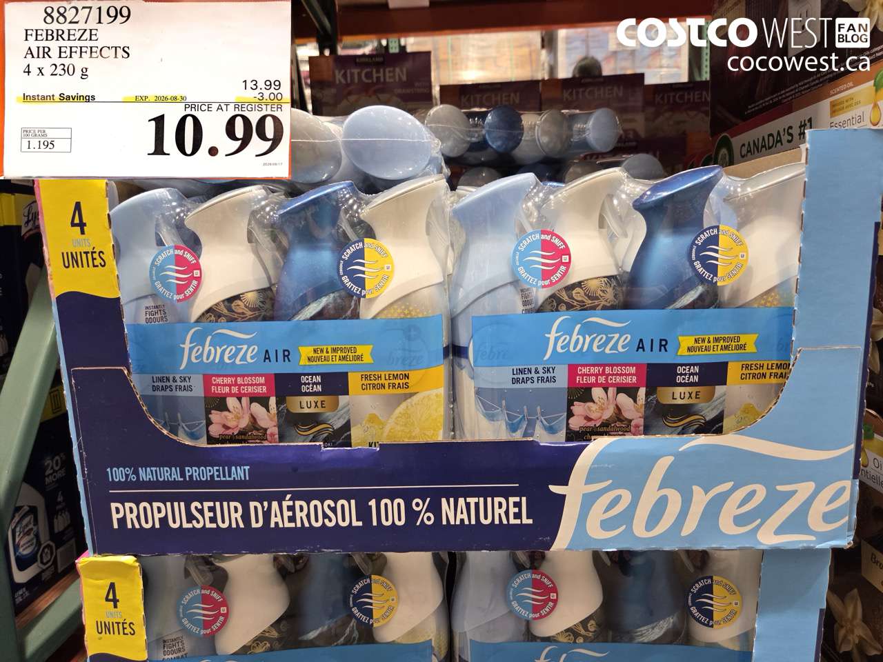 8827199 FEBREZE AIR EFFECTS 4 X 230 G ($3.00 INSTANT SAVINGS EXPIRES ON 2026-08-30) $10.99