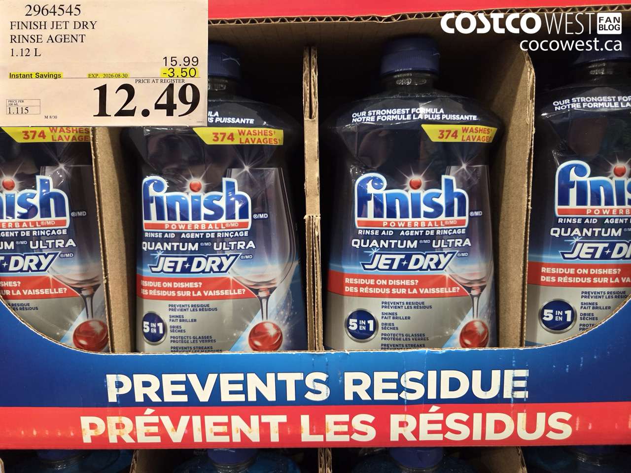 2964545 FINISH JET DRY RINSE AGENT 1.12 L ($3.50 INSTANT SAVINGS EXPIRES ON 2026-08-30) $12.49
