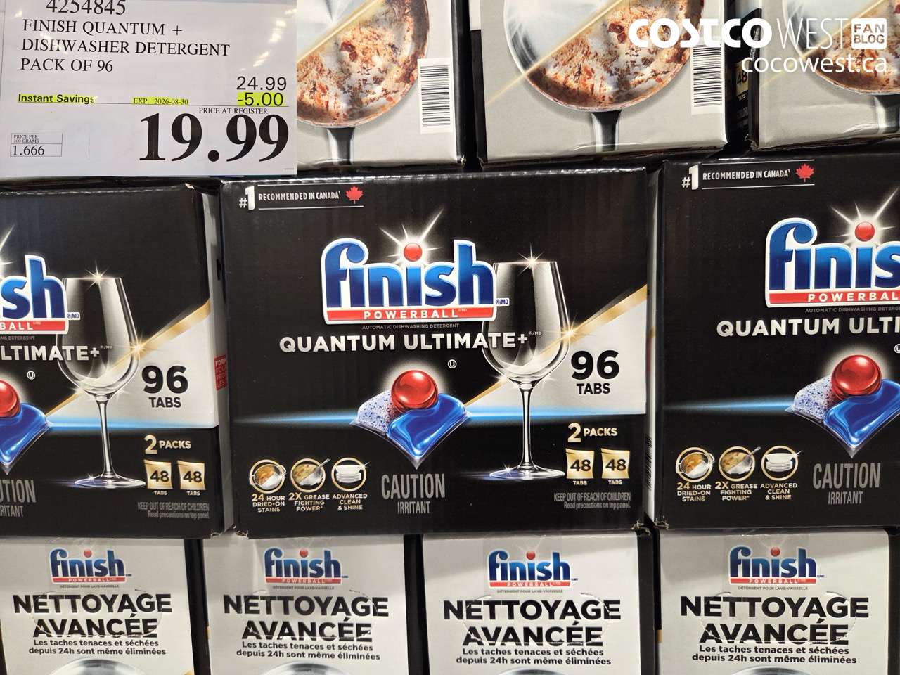 4254845 FINISH QUANTUM + DISHWASHER DETERGENT PACK OF 96 ($5.00 INSTANT SAVINGS EXPIRES ON 2026-08-30) $19.99