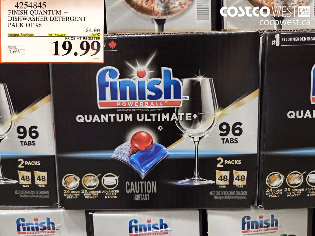 4254845 FINISH QUANTUM + DISHWASHER DETERGENT PACK OF 96 ($5.00 INSTANT SAVINGS EXPIRES ON 2026-08-30) $19.99