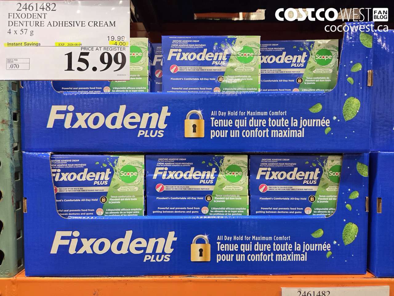 2461482 FIXODENT DENTURE ADHESIVE CREAM 4 X 57 G ($4.00 INSTANT SAVINGS EXPIRES ON 2026-08-09) $15.99
