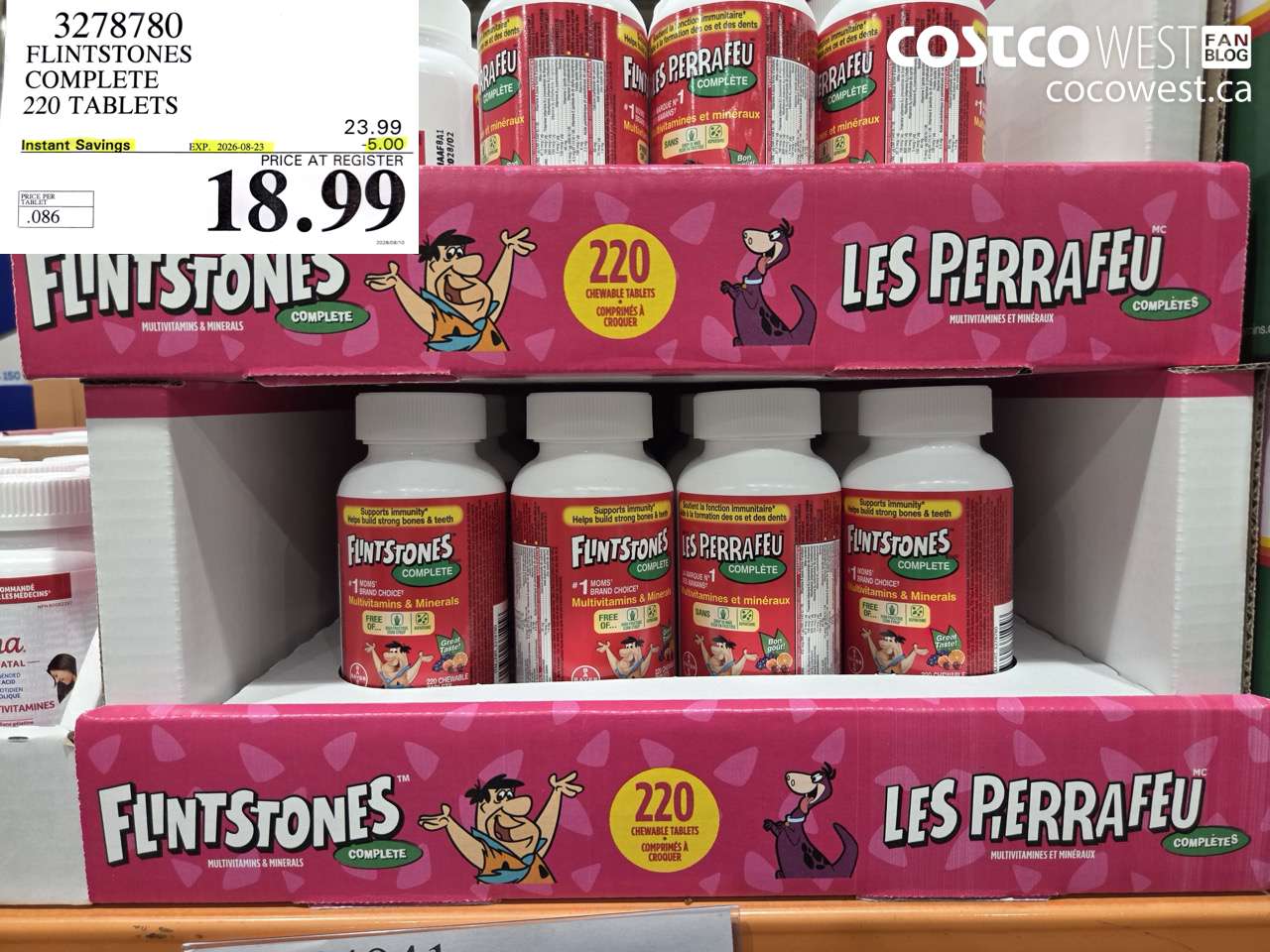 3278780 FLINTSTONES COMPLETE 220 TABLETS ($5.00 INSTANT SAVINGS EXPIRES ON 2026-08-23) $18.99