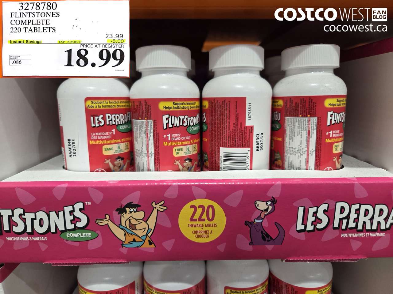3278780 FLINTSTONES COMPLETE 220 TABLETS ($5.00 INSTANT SAVINGS EXPIRES ON 2026-08-30) $18.99