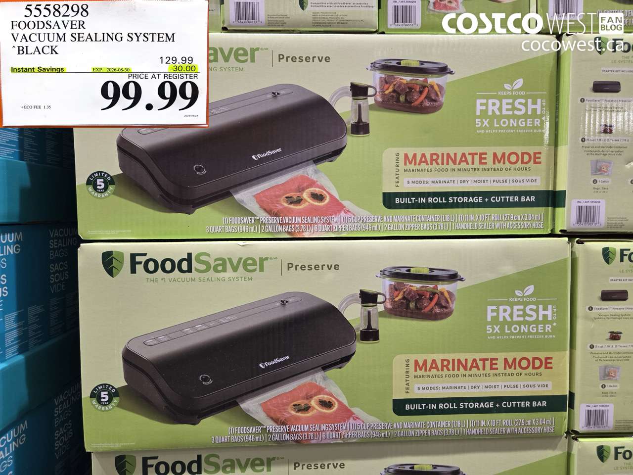 5558298 FOODSAVER VACUUM SEALING SYSTEM BLACK ($30.00 INSTANT SAVINGS EXPIRES ON 2026-08-30) $99.99