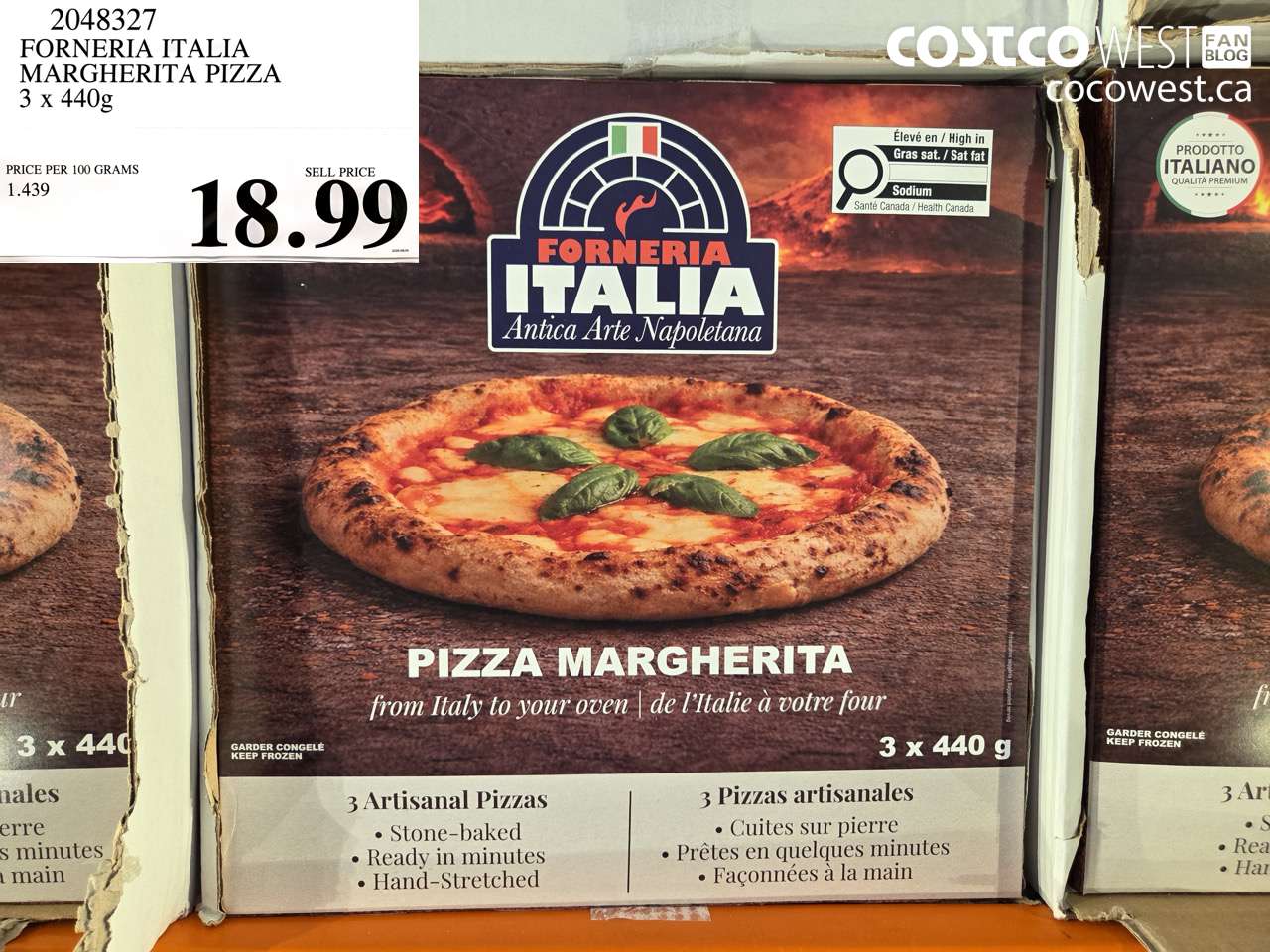 2048327 FORNERIA ITALIA MARGHERITA PIZZA 3 X 440G $18.99
