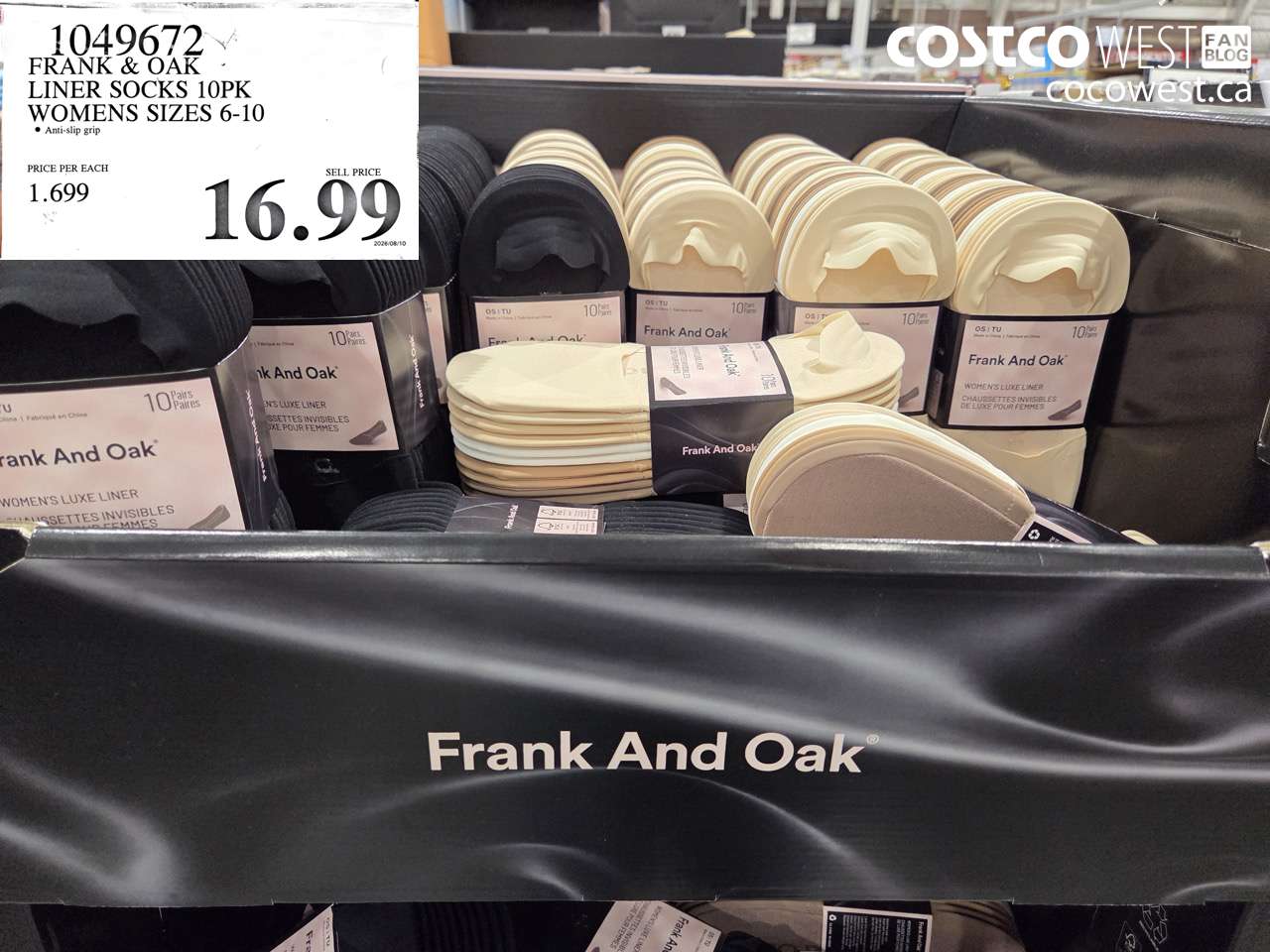1049672 FRANK & OAK LINER SOCKS 10PK WOMENS SIZES 6-10 $16.99