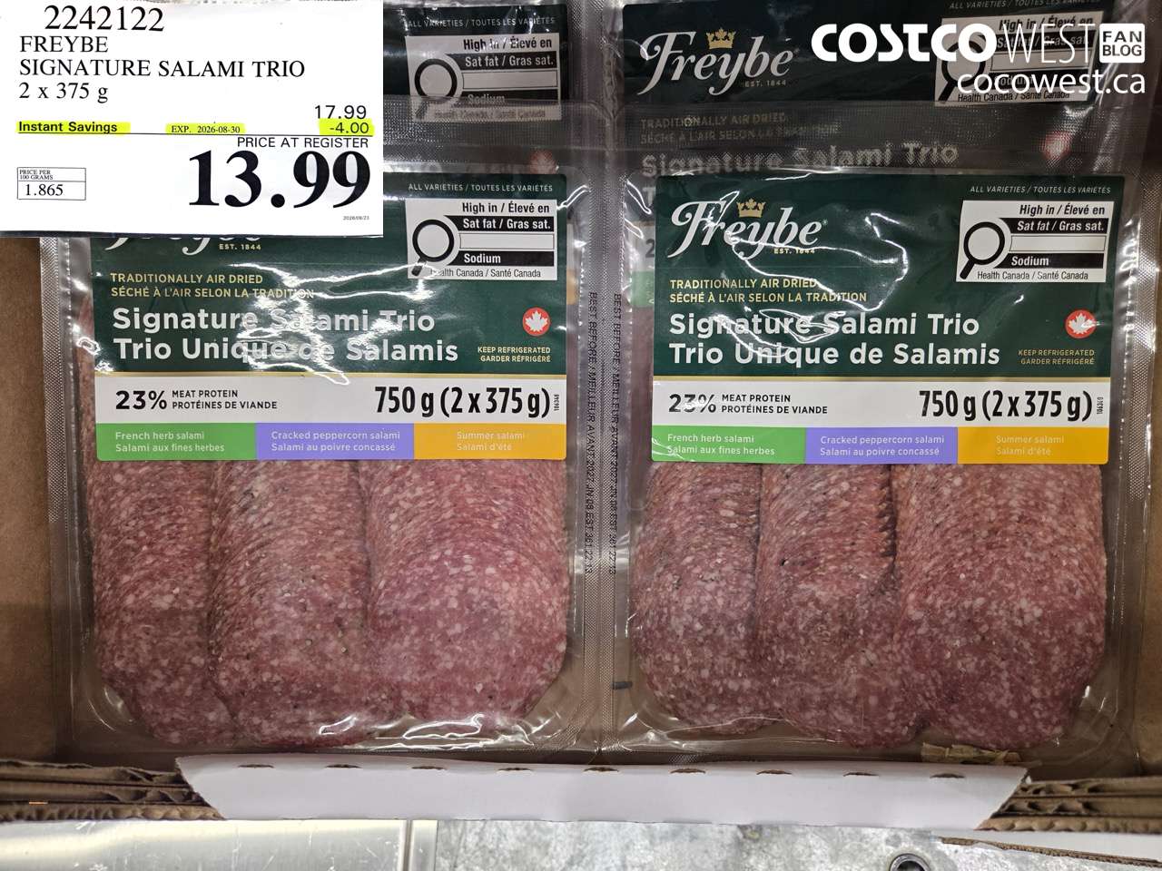2242122 FREYBE SIGNATURE SALAMI TRIO 2 X 375 G ($4.00 INSTANT SAVINGS EXPIRES ON 2026-08-30) $13.99
