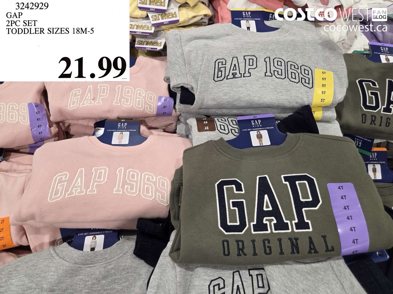 3242929 GAP 2PC SET TODDLER SIZES 18M-5 $21.99