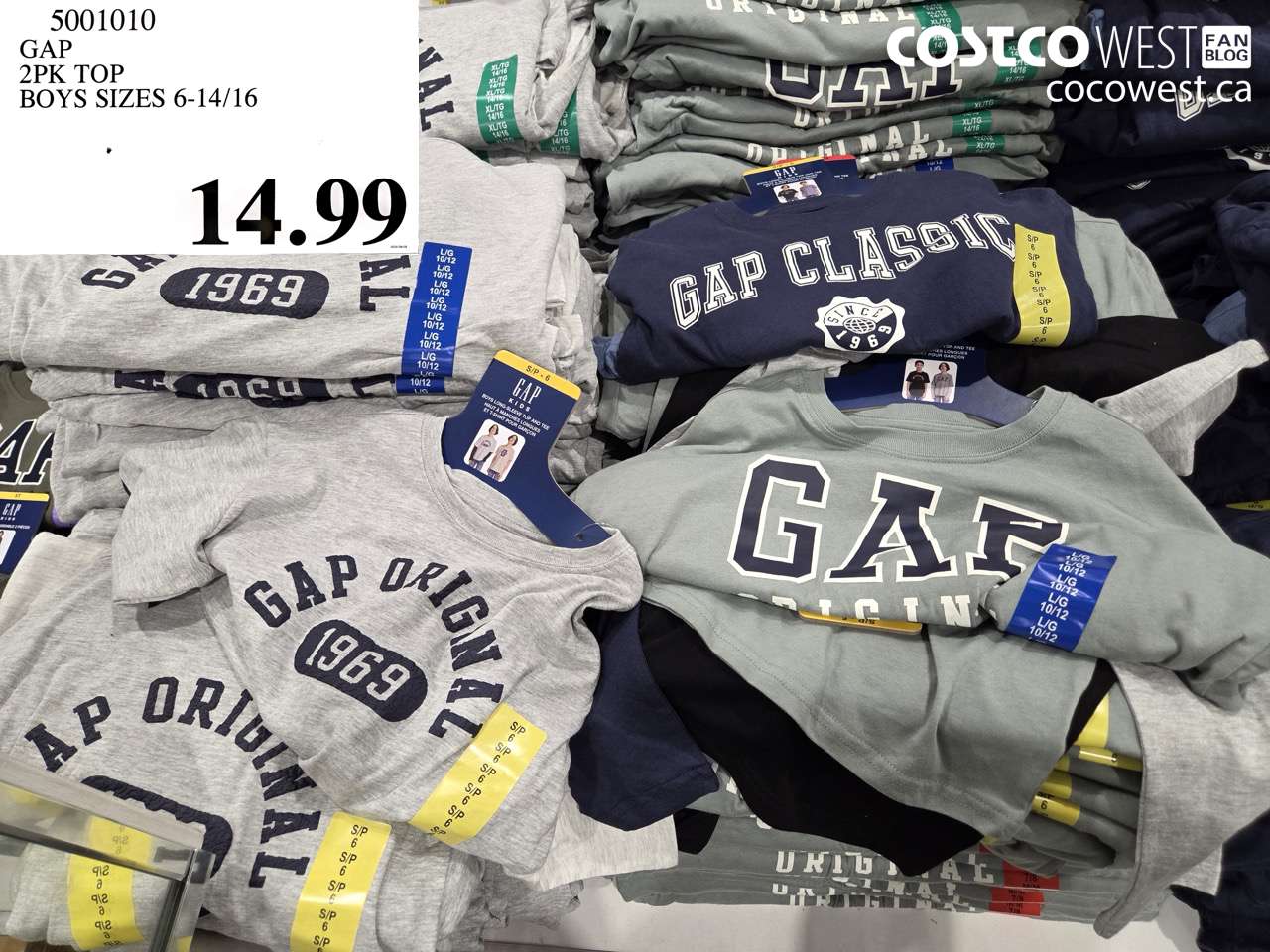 5001010 GAP 2PK TOP BOYS SIZES 6-14/16 $14.99