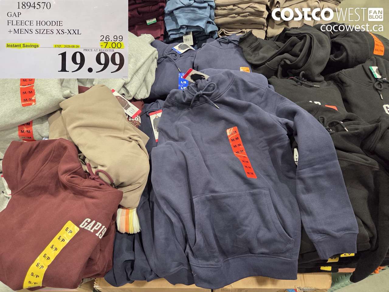 1894570 GAP FLEECE HOODIE +MENS SIZES XS-XXL ($7.00 INSTANT SAVINGS EXPIRES ON 2026-08-16) $19.99