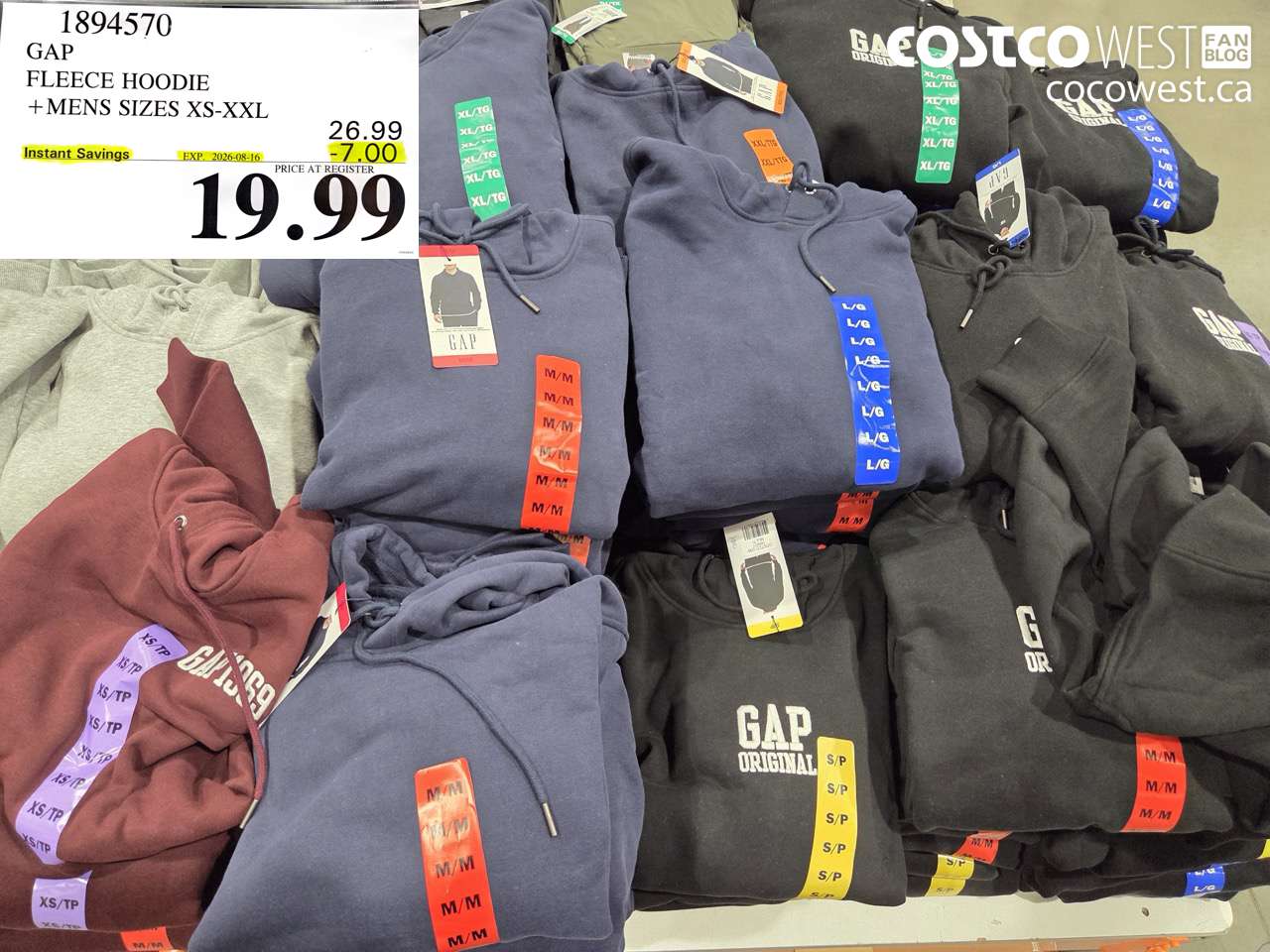 1894570 GAP FLEECE HOODIE MENS SIZES XS-XXL ($7.00 INSTANT SAVINGS EXPIRES ON 2026-08-16) $19.99