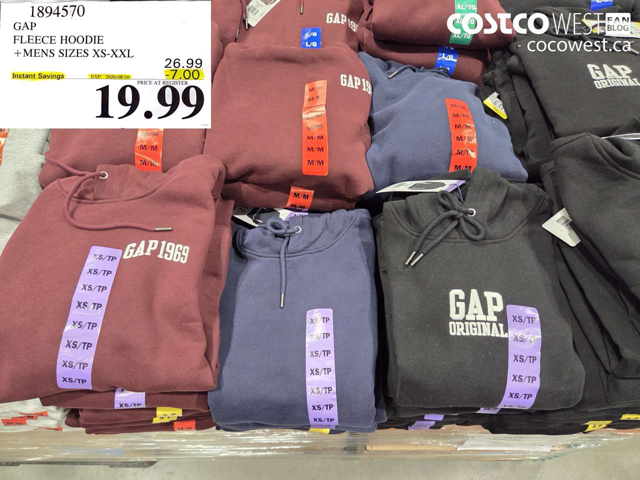 1894570 GAP FLEECE HOODIE MENS SIZES XS-XXL ($7.00 INSTANT SAVINGS EXPIRES ON 2026-08-16) $19.99