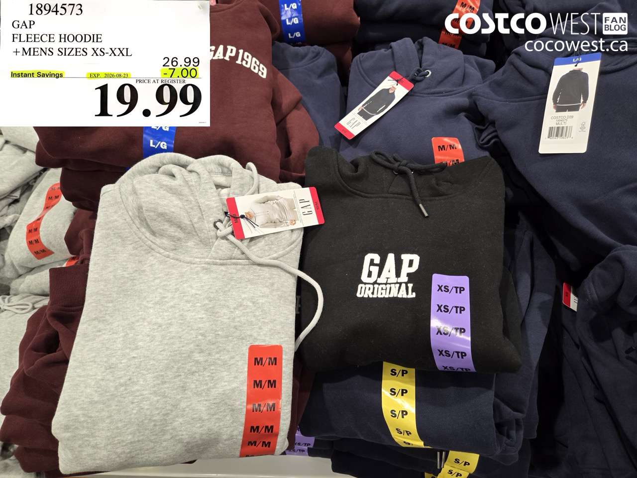 1894573 GAP FLEECE HOODIE MENS SIZES XS-XXL ($7.00 INSTANT SAVINGS EXPIRES ON 2026-08-23) $19.99