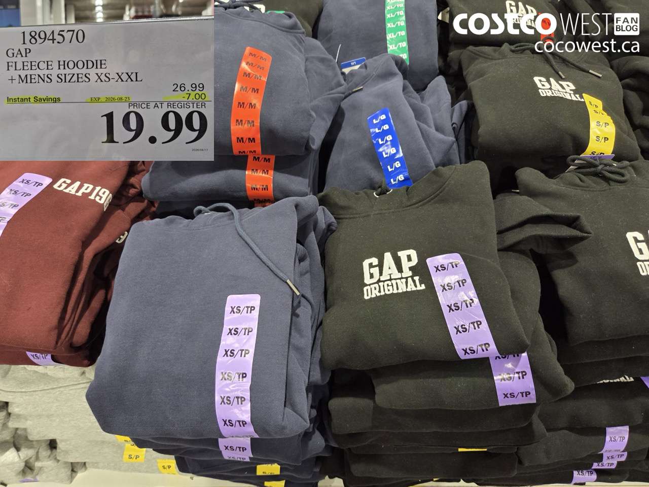 1894570 GAP FLEECE HOODIE + MENS SIZES XS-XXL ($7.00 INSTANT SAVINGS EXPIRES ON 2026-08-23) $19.99