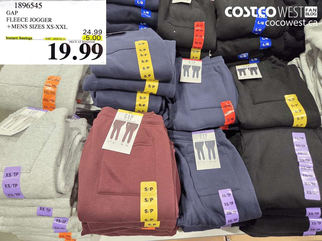 1896545 GAP FLEECE JOGGER MENS SIZES XS-XXL ($5.00 INSTANT SAVINGS EXPIRES ON 2026-08-16) $19.99