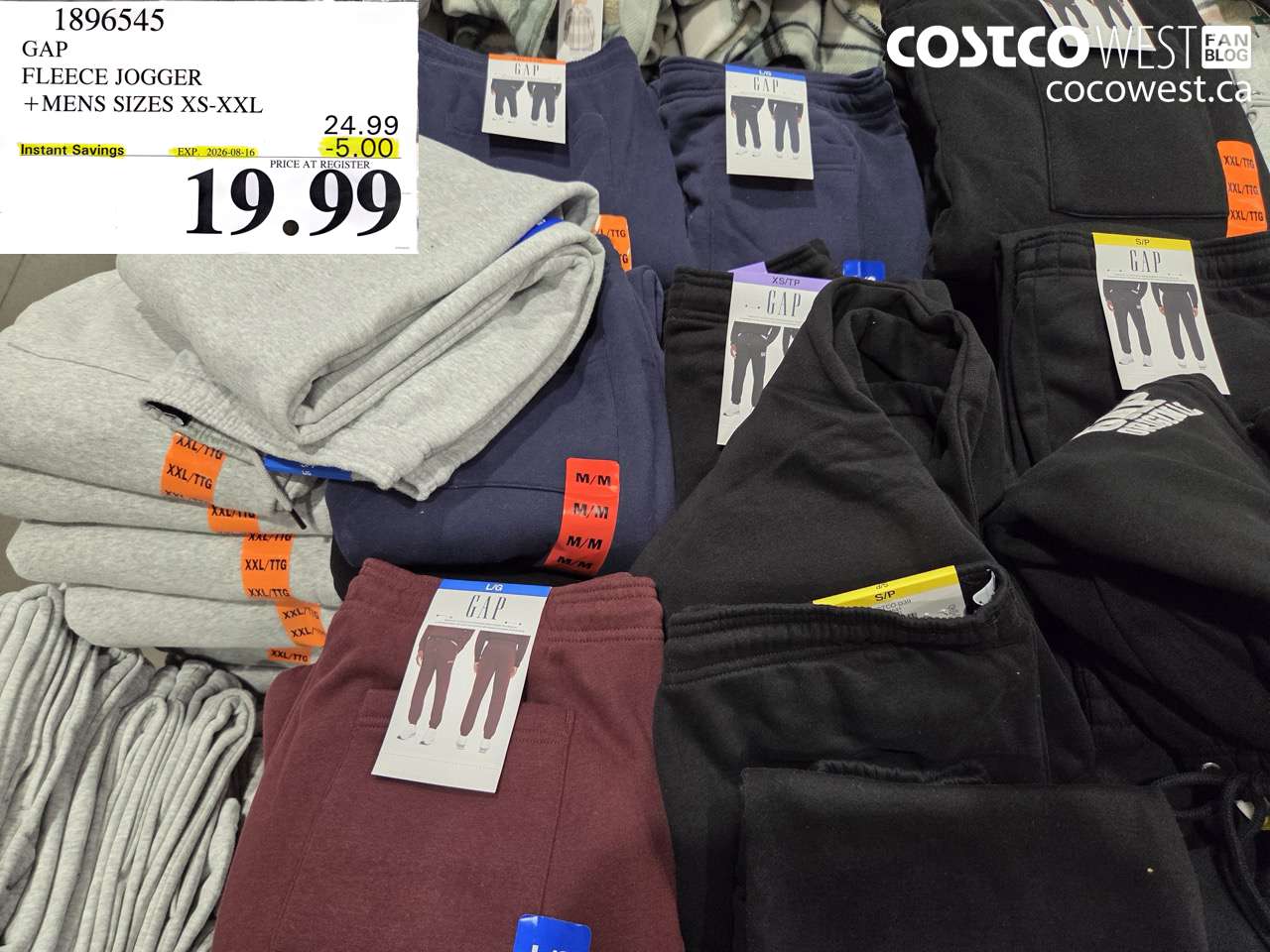 1896545 GAP FLEECE JOGGER MENS SIZES XS-XXL ($5.00 INSTANT SAVINGS EXPIRES ON 2026-08-16) $19.99
