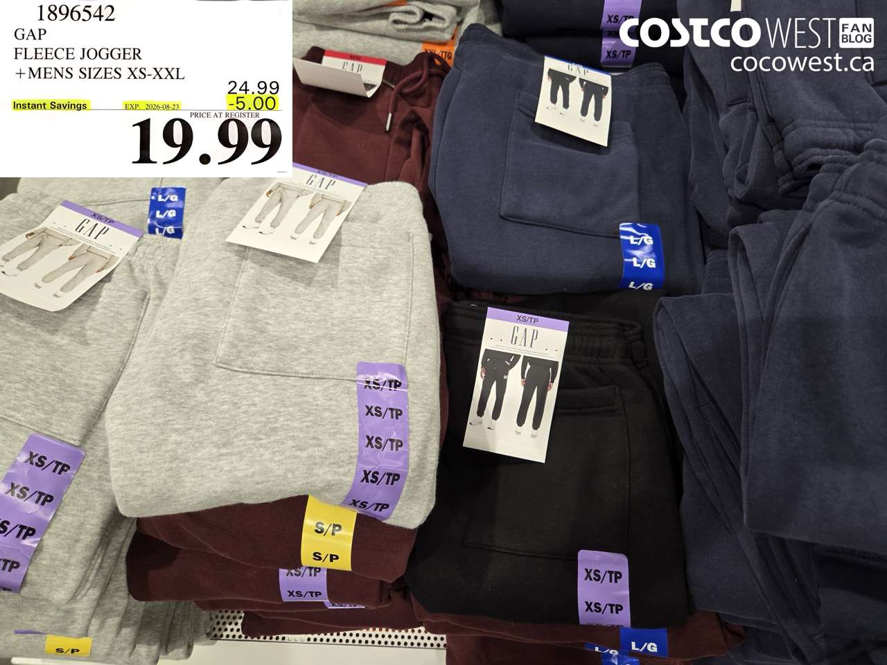 1896542 GAP FLEECE JOGGER MENS SIZES XS-XXL ($5.00 INSTANT SAVINGS EXPIRES ON 2026-08-23) $19.99