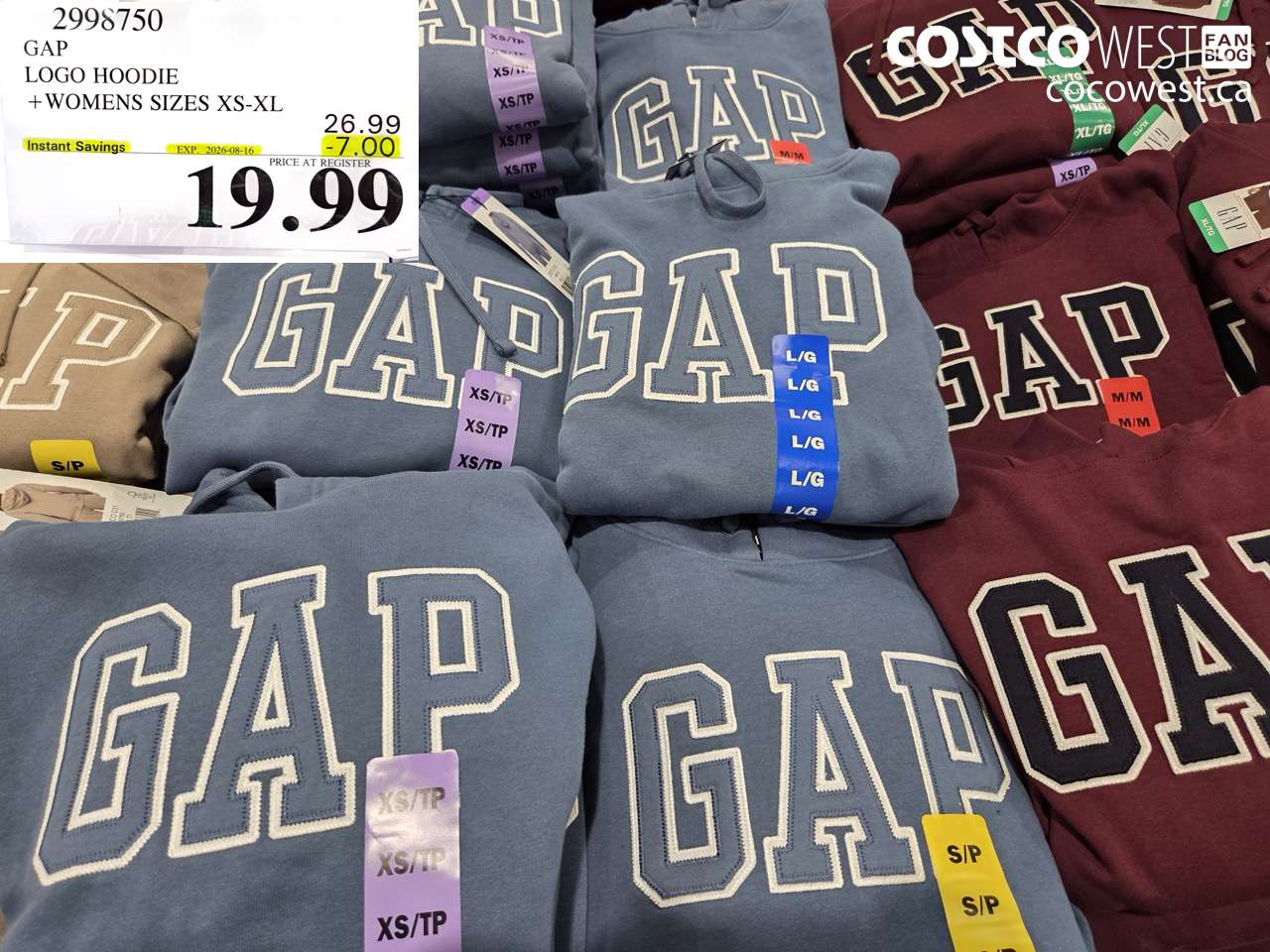 2998750 GAP LOGO HOODIE WOMENS SIZES XS-XL ($7.00 INSTANT SAVINGS EXPIRES ON 2026-08-16) $19.99