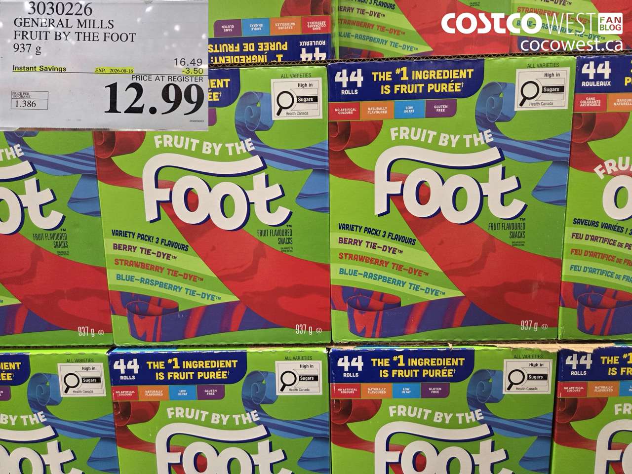 3030226 GENERAL MILLS FRUIT BY THE FOOT 937 G ($3.50 INSTANT SAVINGS EXPIRES ON 2026-08-16) $12.99