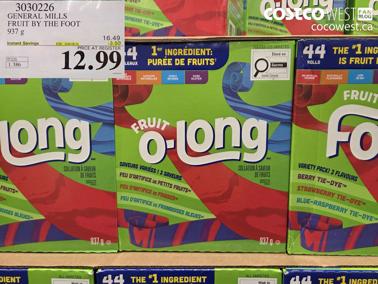 3030226 GENERAL MILLS FRUIT BY THE FOOT 937 G ($3.50 INSTANT SAVINGS EXPIRES ON 2026-08-16) $12.99