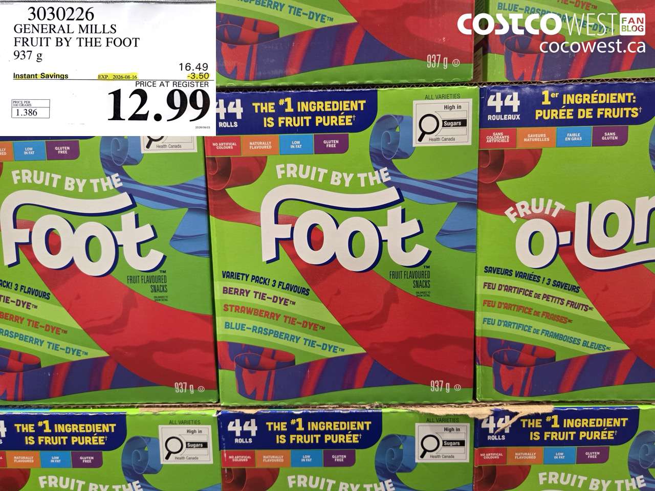 3030226 GENERAL MILLS FRUIT BY THE FOOT 937 G ($3.50 INSTANT SAVINGS EXPIRES ON 2026-08-16) $12.99