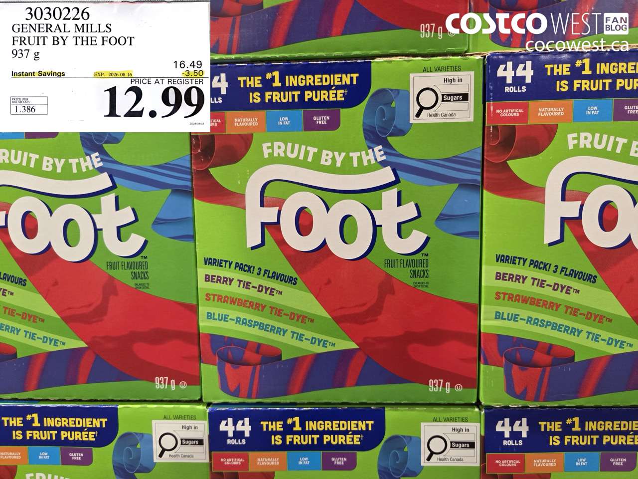 3030226 GENERAL MILLS FRUIT BY THE FOOT 937 G ($3.50 INSTANT SAVINGS EXPIRES ON 2026-08-16) $12.99