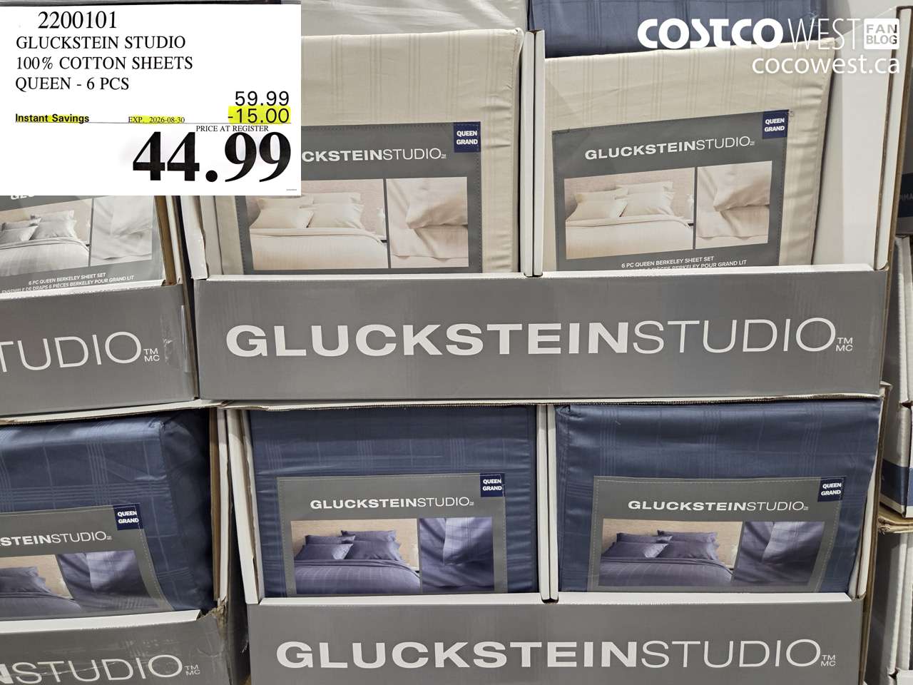 2200101 GLUCKSTEIN STUDIO 100% COTTON SHEETS QUEEN - 6 PCS ($15.00 INSTANT SAVINGS EXPIRES ON 2026-08-30) $44.99