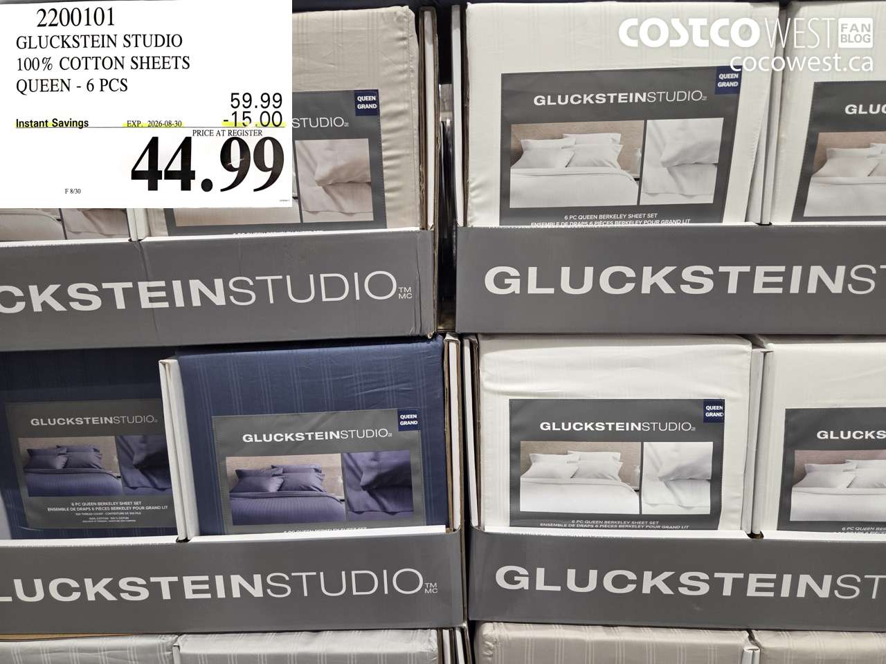 2200101 GLUCKSTEIN STUDIO 100% COTTON SHEETS QUEEN - 6 PCS ($15.00 INSTANT SAVINGS EXPIRES ON 2026-08-30) $44.99