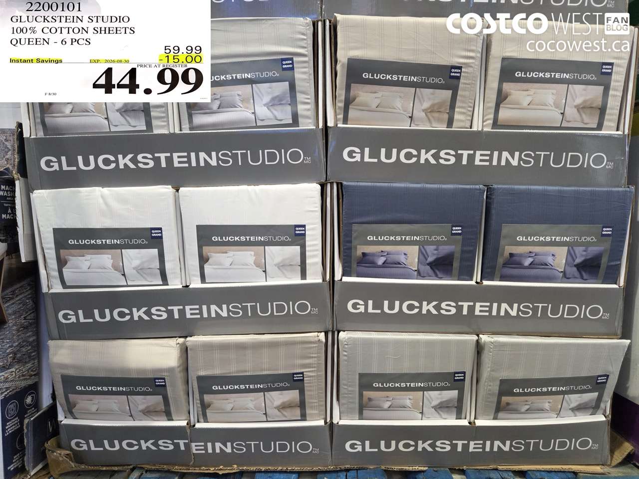 2200101 GLUCKSTEIN STUDIO 100 % COTTON SHEETS QUEEN - 6 PCS ($15.00 INSTANT SAVINGS EXPIRES ON 2026-08-30) $44.99
