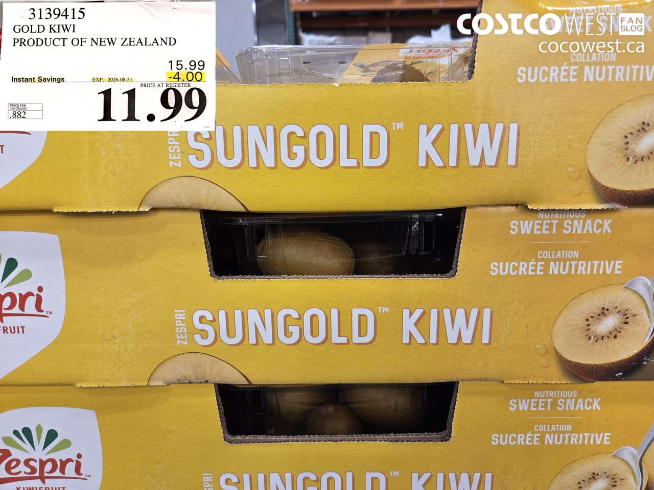 3139415 GOLD KIWI PRODUCT OF NEW ZEALAND ($4.00 INSTANT SAVINGS EXPIRES ON 2026-08-31) $11.99