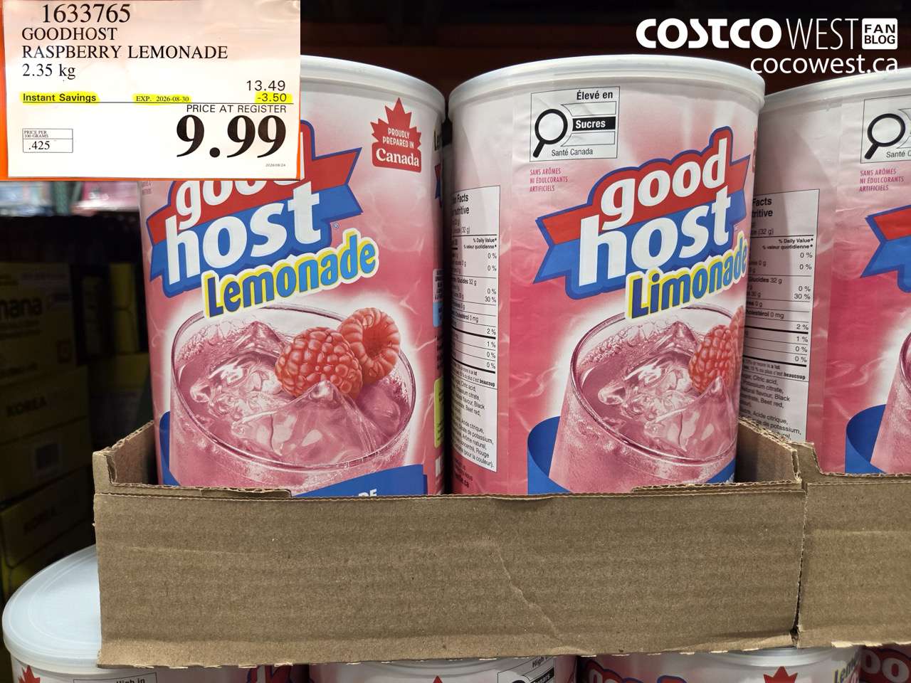 1633765 GOODHOST RASPBERRY LEMONADE 2.35 KG ($3.50 INSTANT SAVINGS EXPIRES ON 2026-08-30) $9.99