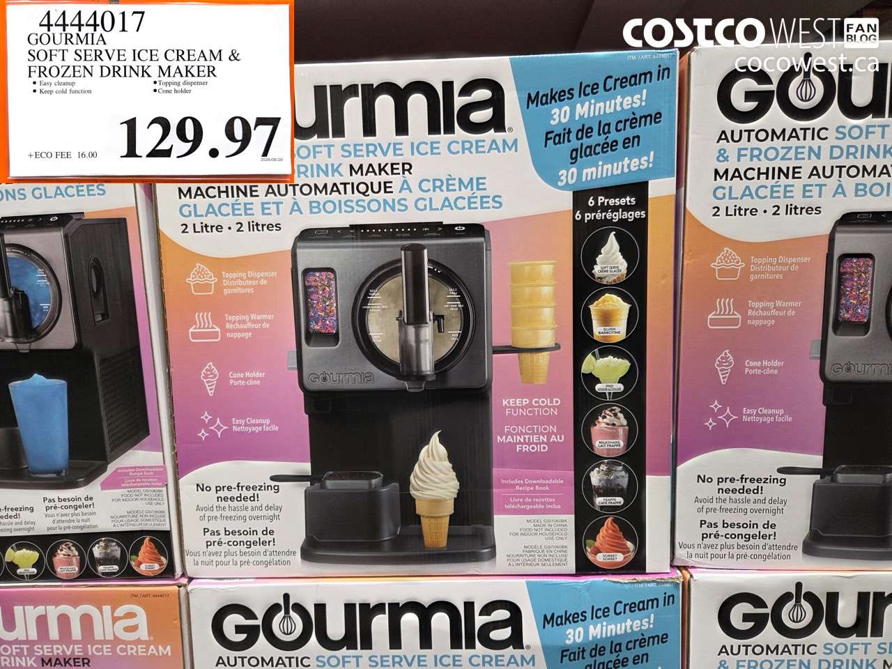 4444017 GOURMIA SOFT SERVE ICE CREAM & FROZEN DRINK MAKER $129.97