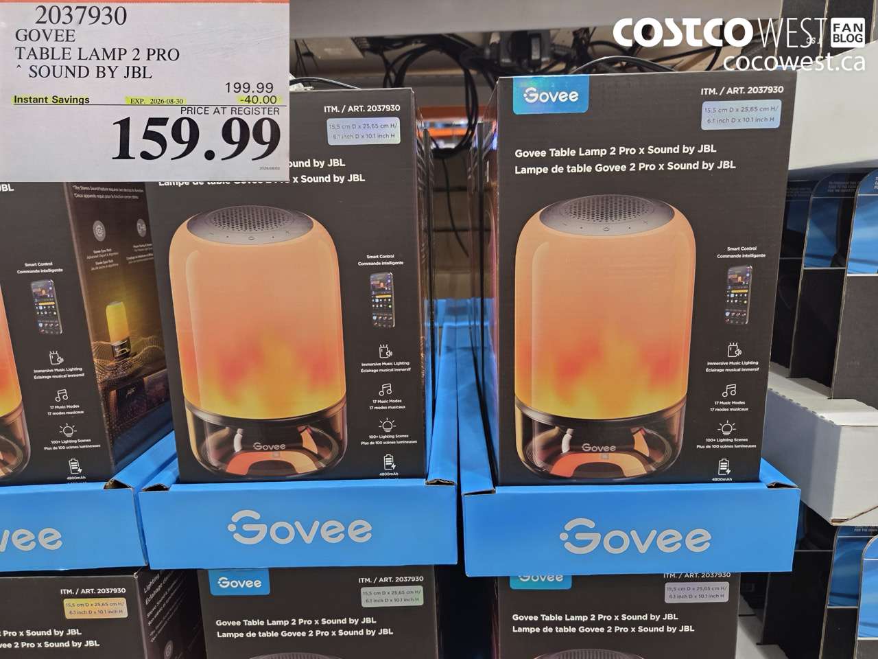 2037930 GOVEE TABLE LAMP 2 PRO SOUND BY JBL ($40.00 INSTANT SAVINGS EXPIRES ON 2026-08-30) $159.99