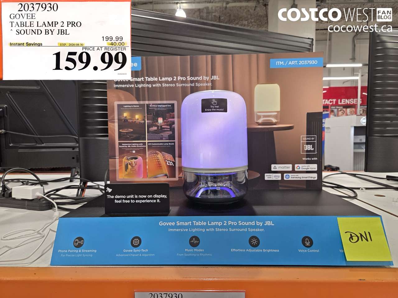2037930 GOVEE TABLE LAMP 2 PRO SOUND BY JBL ($40.00 INSTANT SAVINGS EXPIRES ON 2026-08-30) $159.99