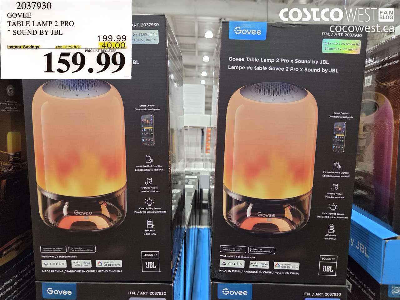 2037930 GOVEE TABLE LAMP 2 PRO SOUND BY JBL ($40.00 INSTANT SAVINGS EXPIRES ON 2026-08-30) $159.99