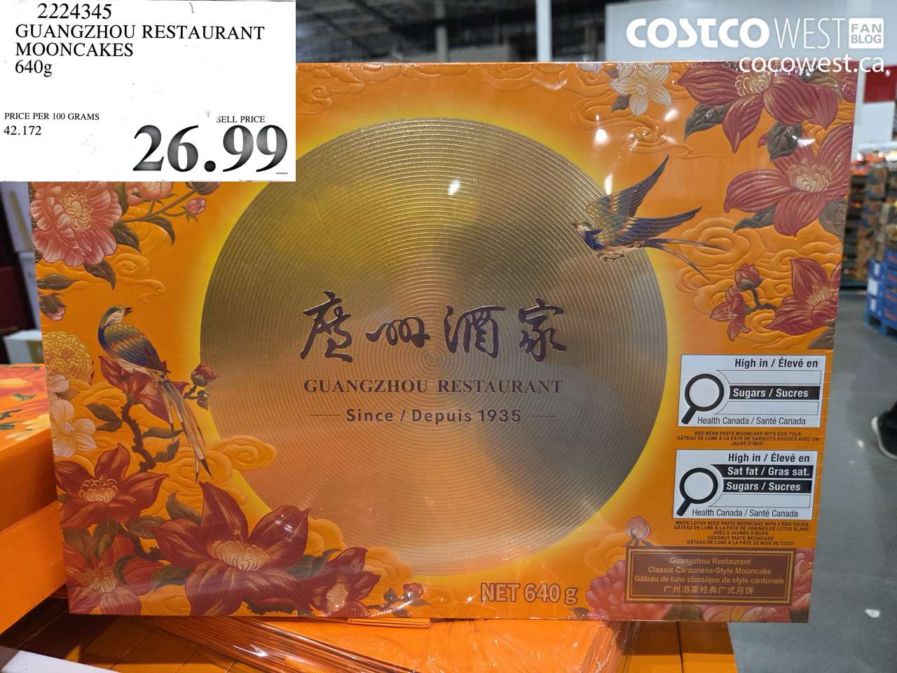 2224345 GUANGZHOU RESTAURANT MOONCAKES 640G $26.99
