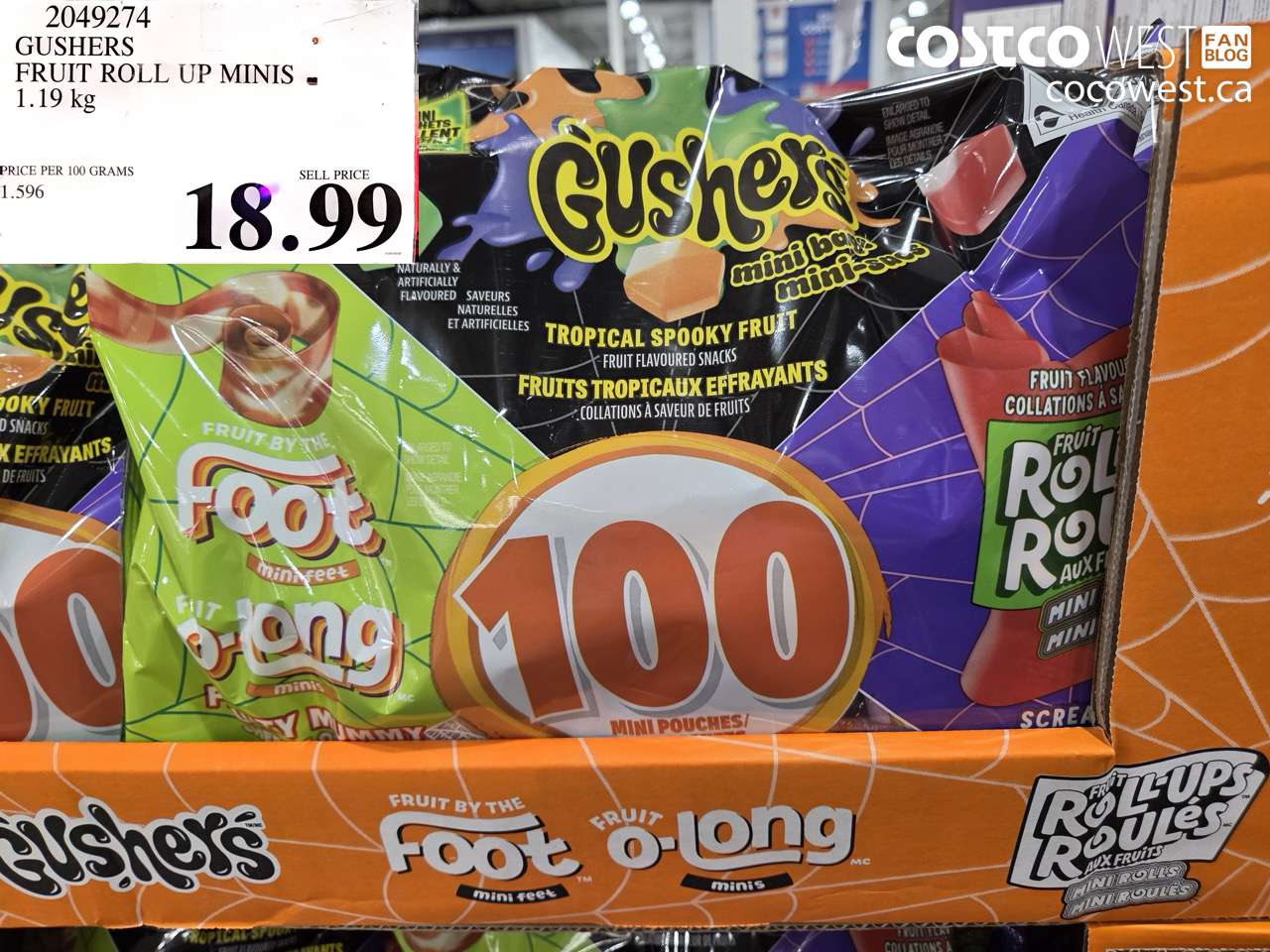 2049274 GUSHERS FRUIT ROLL UP MINIS 1.19 KG $18.99