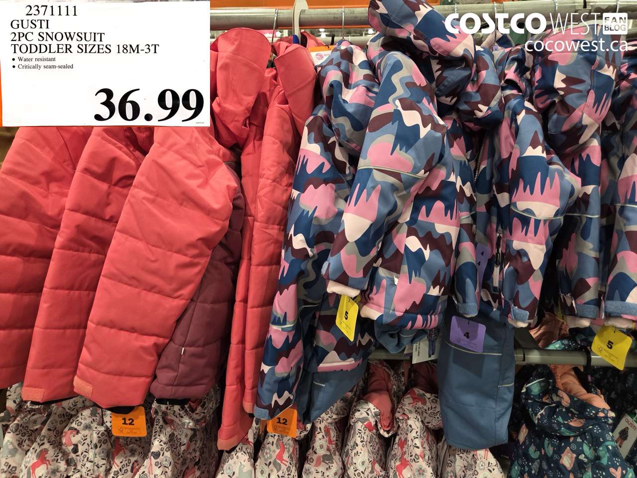 2371111 GUSTI 2PC SNOWSUIT TODDLER SIZES 18M-3T $36.99