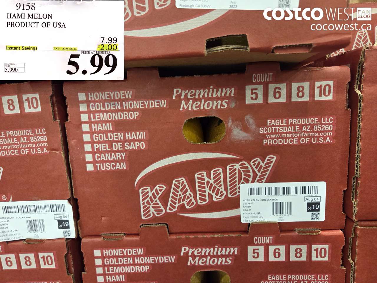 9158 HAMI MELON PRODUCT OF USA ($2.00 INSTANT SAVINGS EXPIRES ON 2026-08-14) $5.99