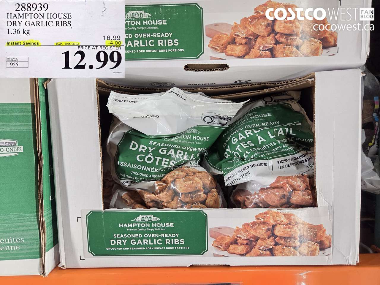 288939 HAMPTON HOUSE DRY GARLIC RIBS 1.36 KG ($4.00 INSTANT SAVINGS EXPIRES ON 2026-08-02) $12.99