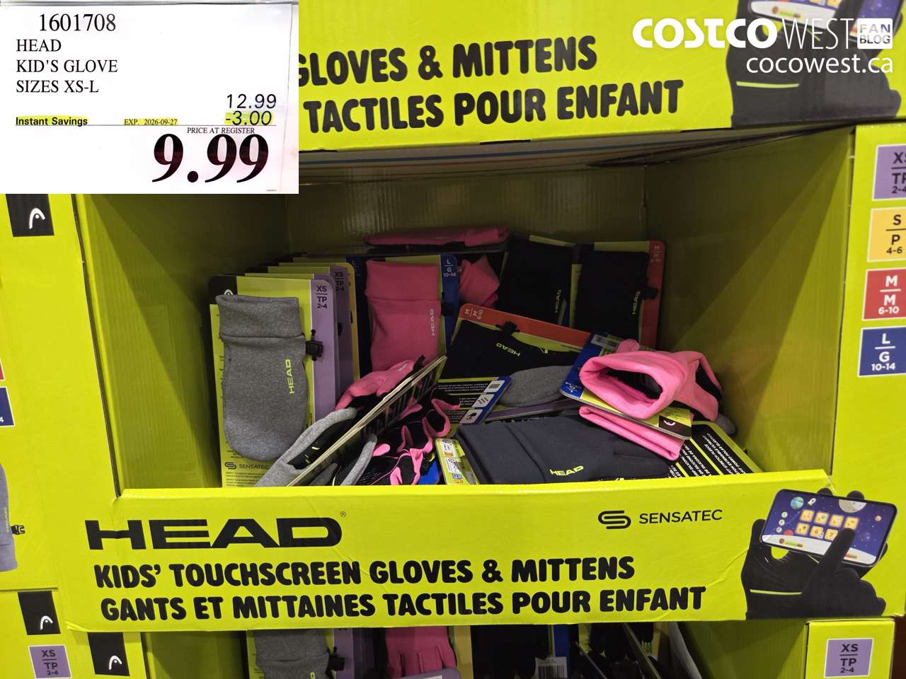1601708 HEAD KID'S GLOVE SIZES XS-L ($3.00 INSTANT SAVINGS EXPIRES ON 2026-09-27) $9.99